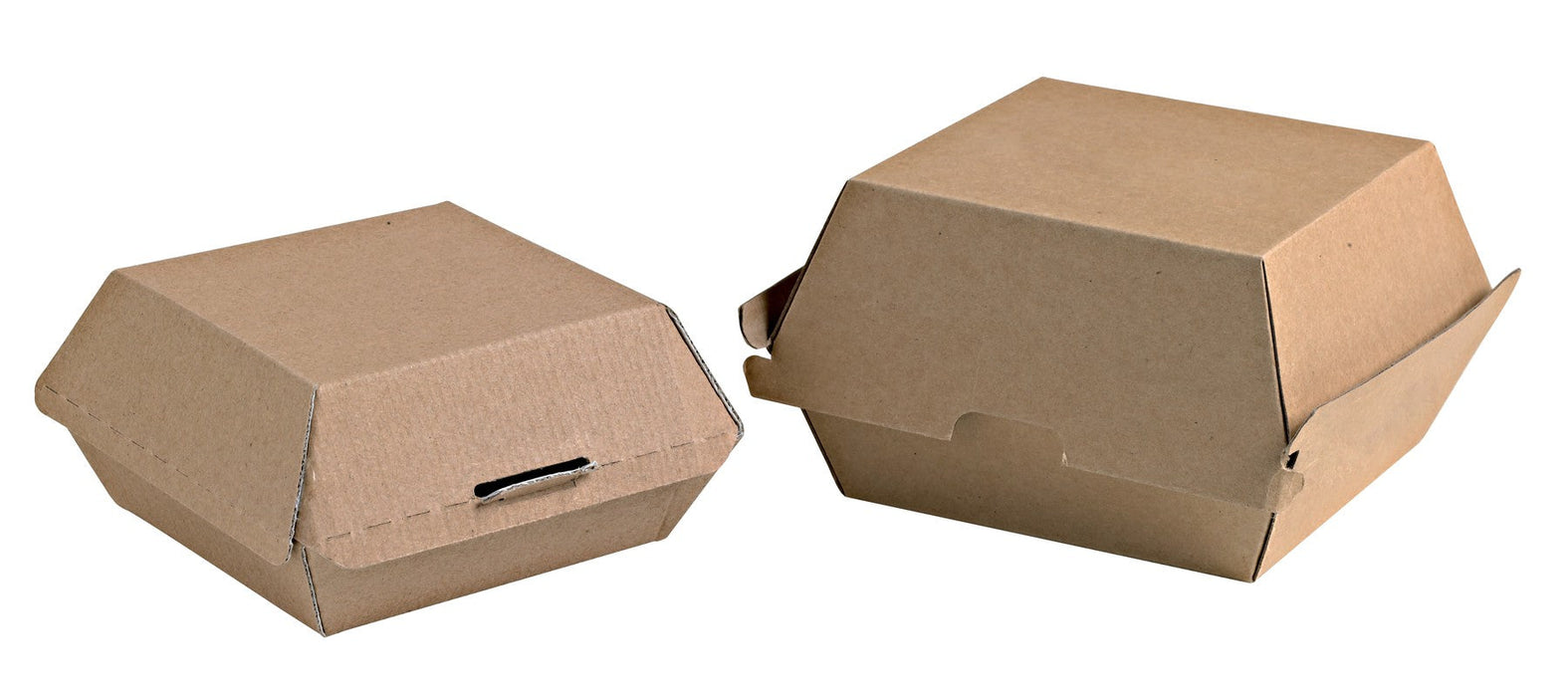 Boîte burger carton kraft brun microcannelé. A utiliser avec nos feuilles papier 145x130mm H78mm-500Pcs