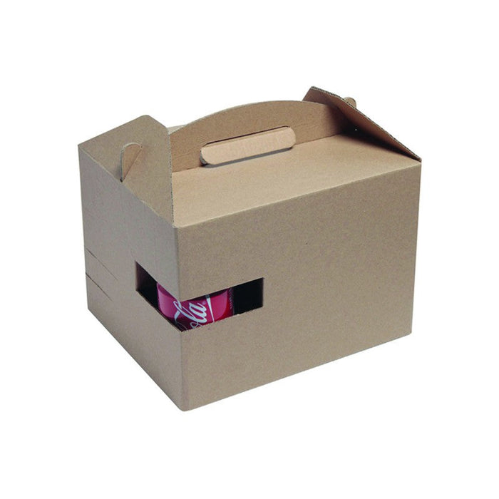 Boite carton kraft avec poignée "Lunchgo"  300x200mm H175mm-100Pcs