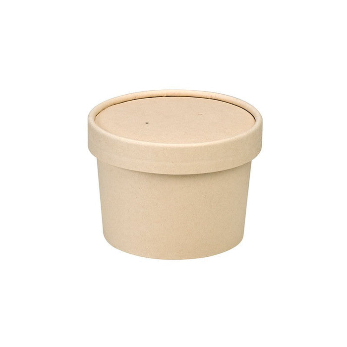 Vaso sopa cartón-fibra de bambú para caliente/frío con tapa 240ml A75mm - 25Uds