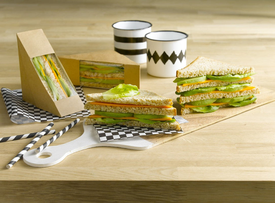 Triangle sandwich kraft triple à fenêtre  82x123mm H123mm-500Pcs