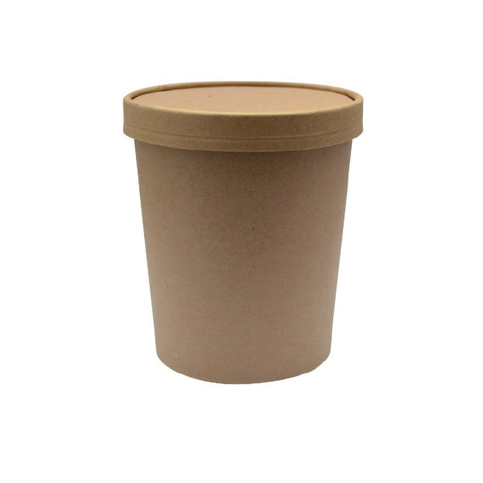 Pot carton brun chaud et froid avec couvercle carton   H118mm 560ml - 250Pcs