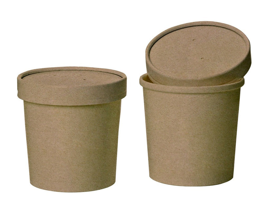 Pot carton brun chaud et froid avec couvercle carton   H118mm 560ml - 250Pcs