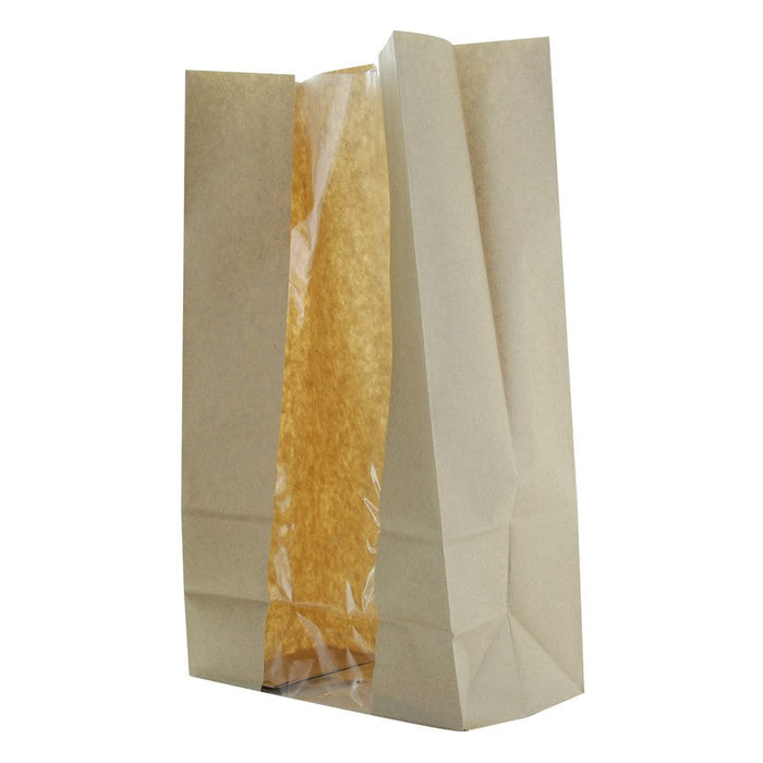 Sac SOS papier kraft brun avec fenêtre  225x120mm H375mm-500Pcs