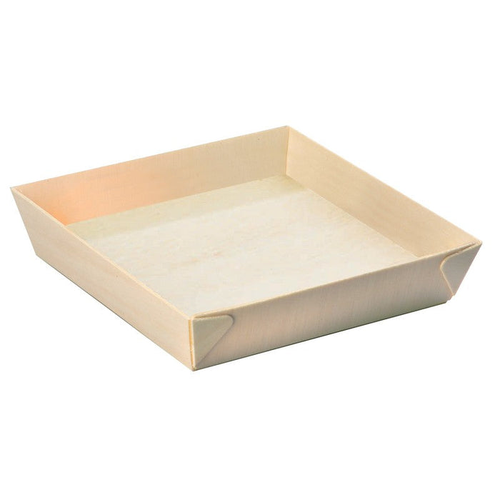 Barquette carrée en bois "Samouraï" 171x170mm H37mm-100Pcs