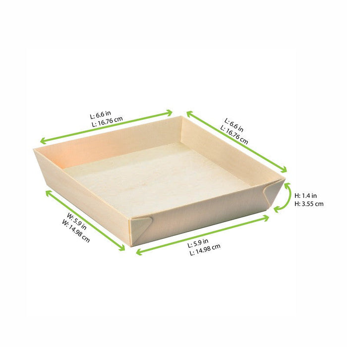 Barquette carrée en bois "Samouraï" 171x170mm H37mm-100Pcs