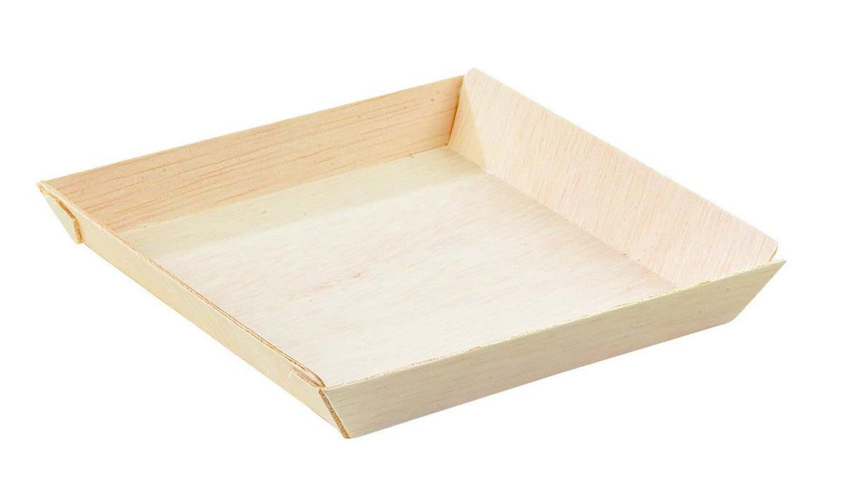 Barquette carrée en bois "Samouraï" 132x131mm H19mm-100Pcs