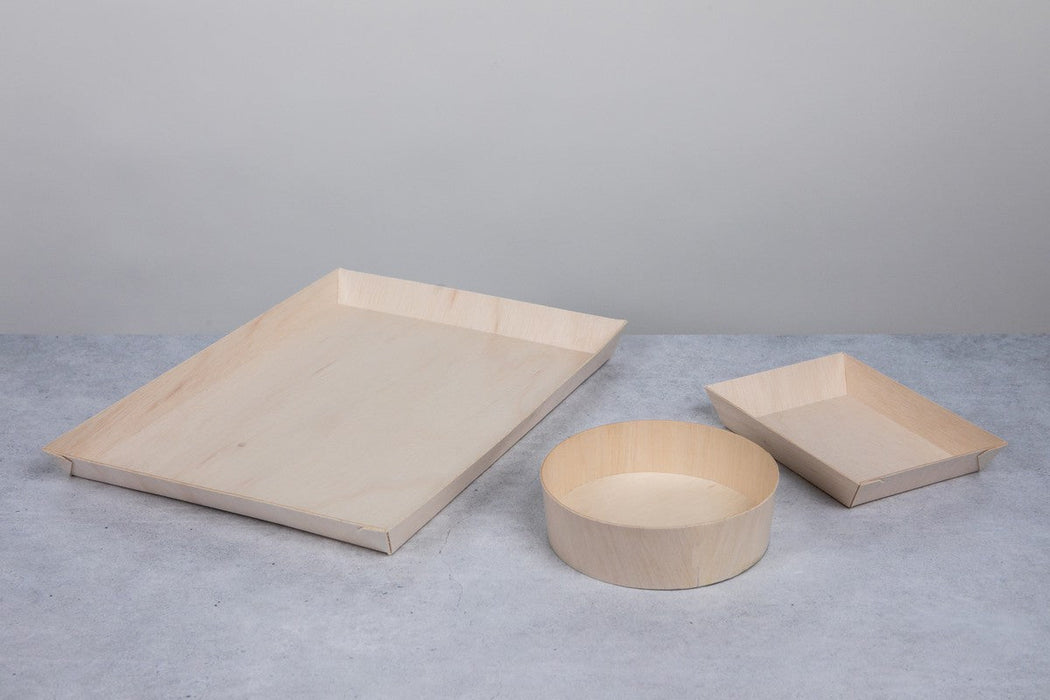 Barquette rectangulaire en bois "Samouraï" 180x130mm H29mm-100Pcs