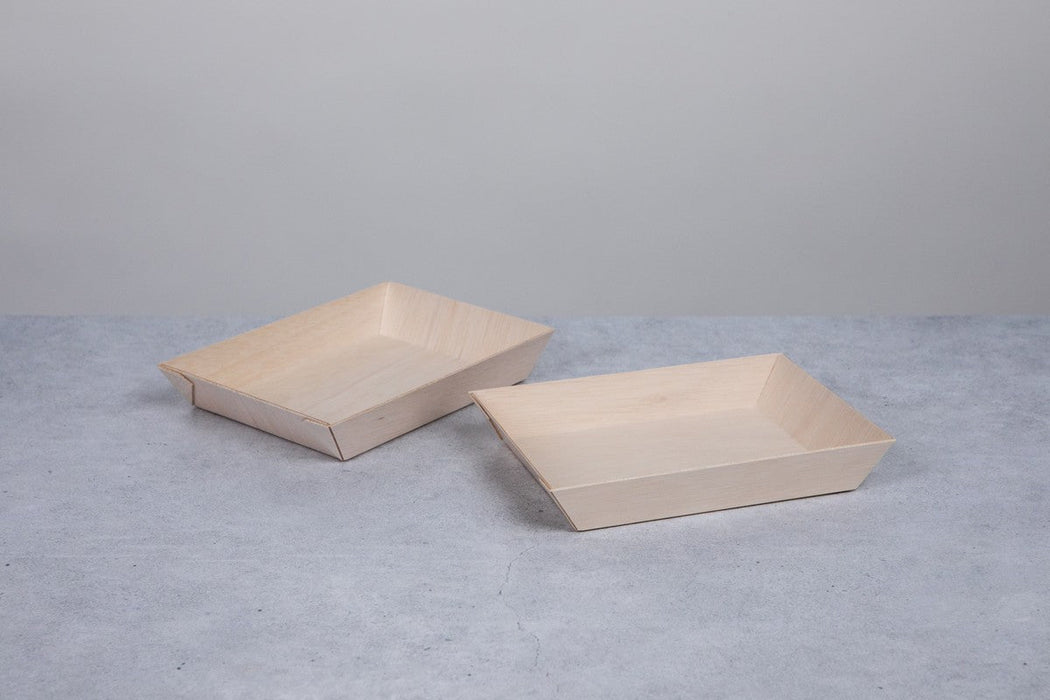 Barquette rectangulaire en bois "Samouraï" 180x130mm H29mm-100Pcs