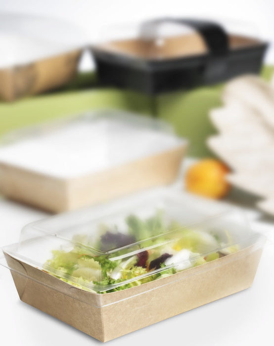 Panier à salade carton kraft brun laminé interieur blanc  220x170mm H40mm 850ml-200Pcs