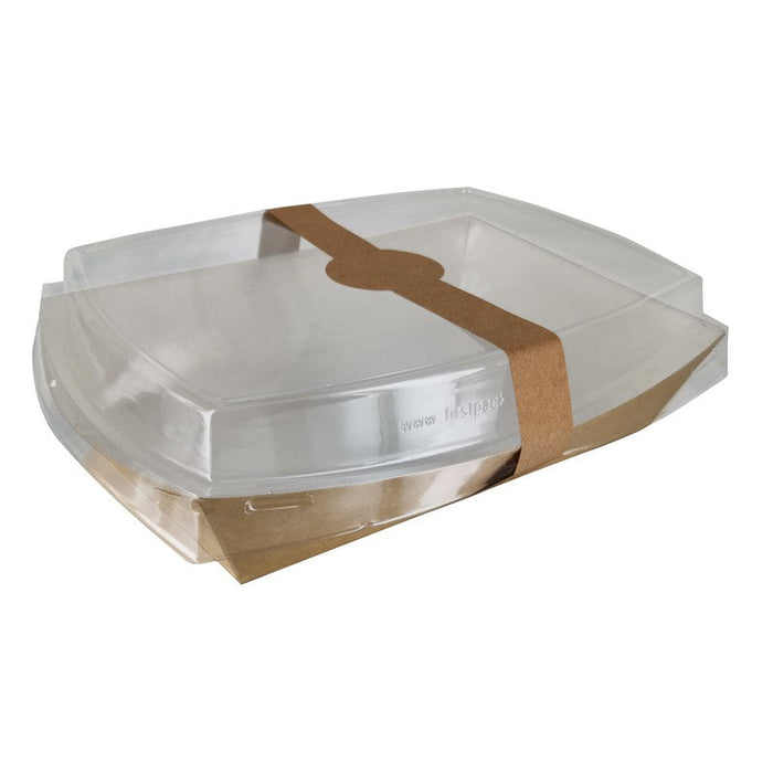 Panier à salade carton kraft brun laminé interieur blanc  220x170mm H40mm 850ml-200Pcs