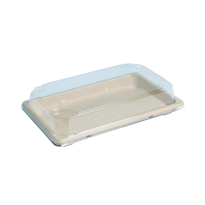 Bandeja sushi de pulpa con tapa transparente 216x135mm A40mm - 50Uds