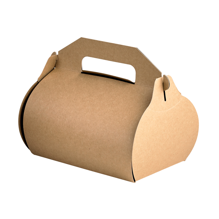 Boîte pâtissière haute carton kraft avec poignée 110x100mm H153mm - 50Pcs