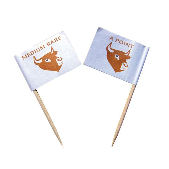 Pique à steak en bois drapeau « à point » H65mm - 36Pcs