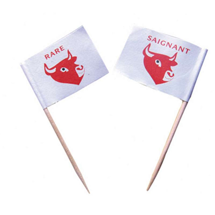 Pique drapeau "saignant" en bois 45x25mm H20mm - 1Pcs