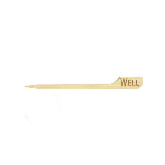 Pincho de bambú Teppo Gushi para carne con inscripción Well (bien hecho) 90mm - 100Uds