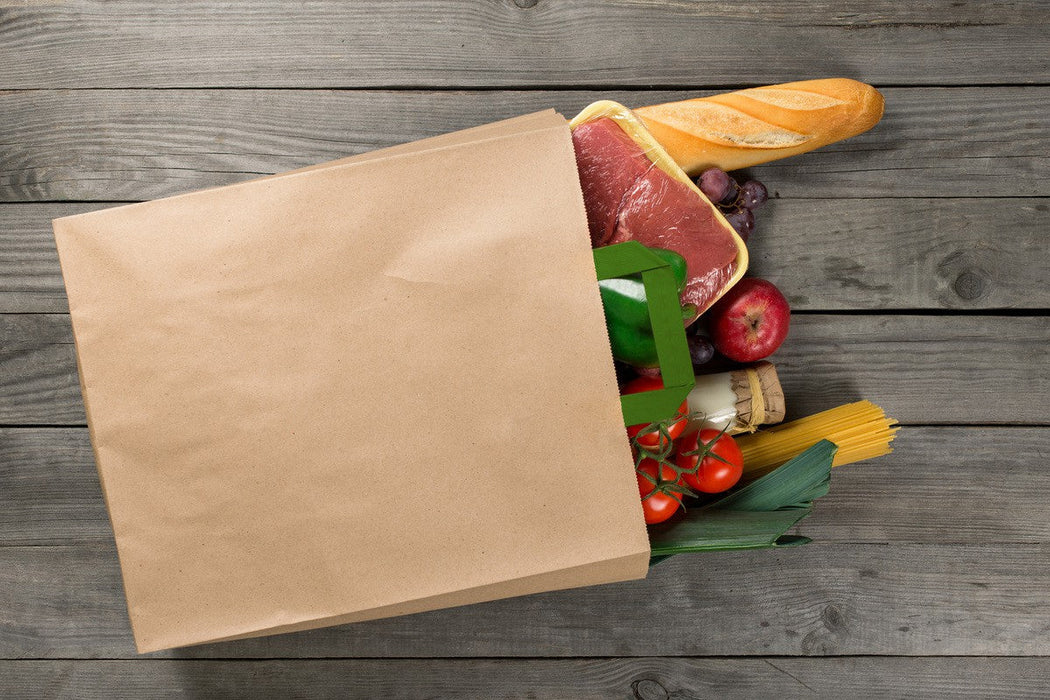 Sac cabas papier brun recyclé anses vertes  200x100mm H280mm-250Pcs