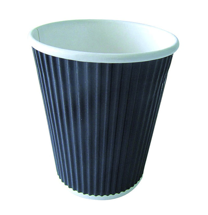 Gobelet Rippley en carton kraft ondulé noir à double paroi  H92mm 230ml-1000Pcs