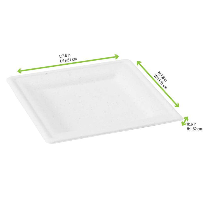 Assiette en pulpe blanche carrée 200x200mm - 300Pcs