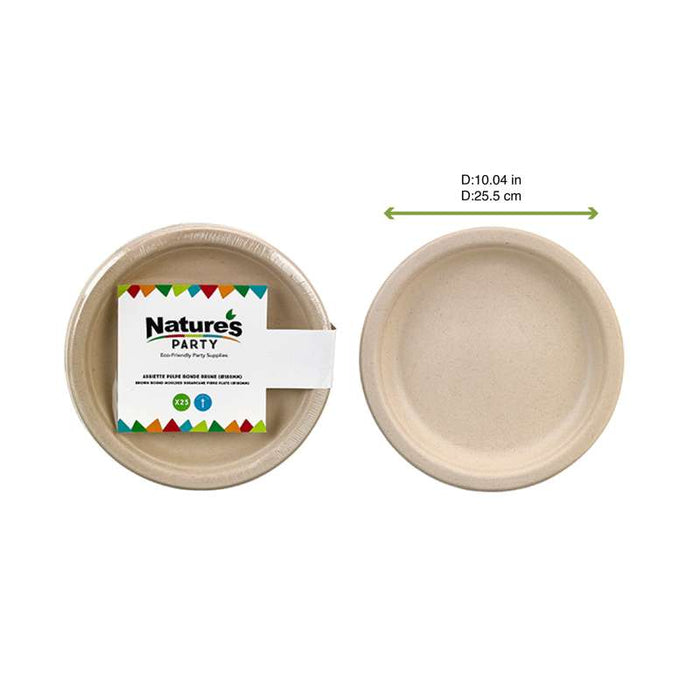 Assiette en pulpe ronde brune Ø255mm - 200Pcs