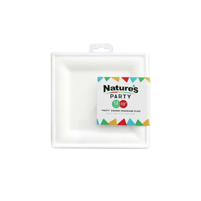 Grande assiette carrée en pulpe blanche 260x260mm - 180Pcs