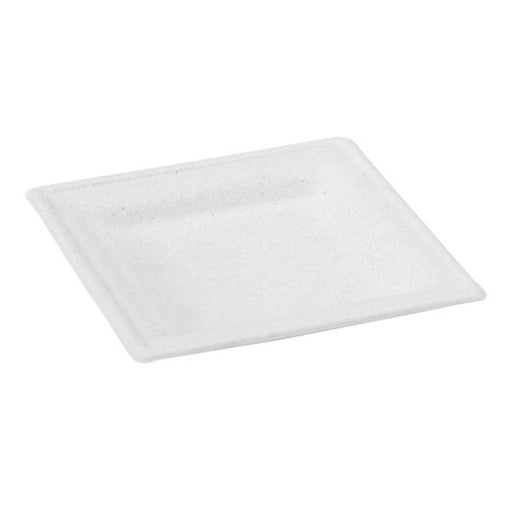 Plato blanco cuadrado a base de pulpa 260x260mm - 12Uds