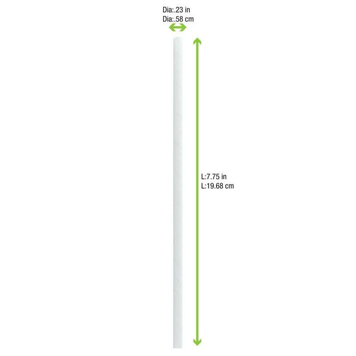 Paille en papier blanc Ø6mm H197mm - 300Pcs
