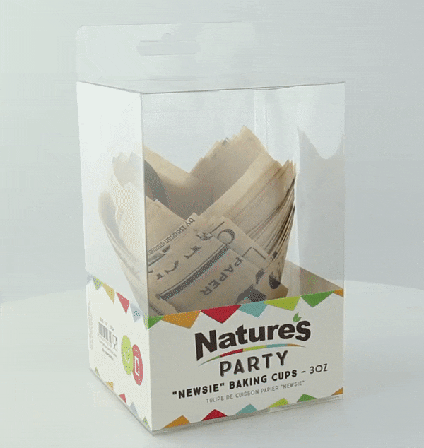 Caissette de cuisson papier tulipe brun imprimé journal "Newsie"  H80mm-576Pcs