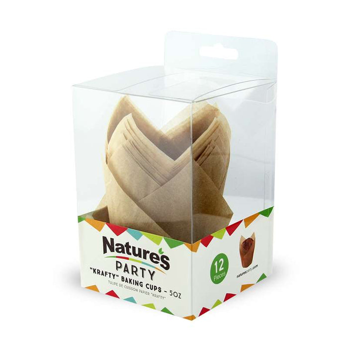 Caissette tulipe brune "Krafty" en papier cuisson siliconé H100mm - 144Pcs