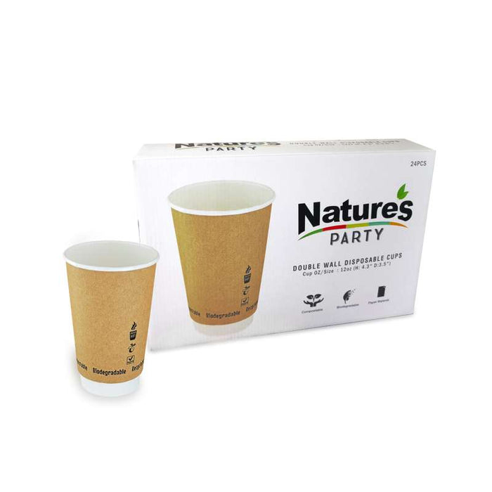 Gobelet carton laminé PLA double paroi  H110mm 340ml - 300Pcs