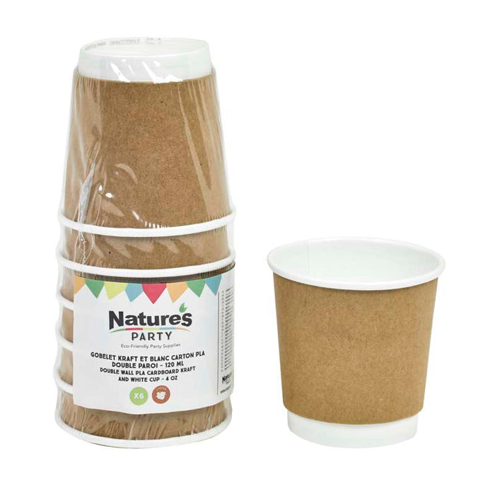 Gobelet carton laminé PLA double paroi  H60mm 120ml - 300Pcs