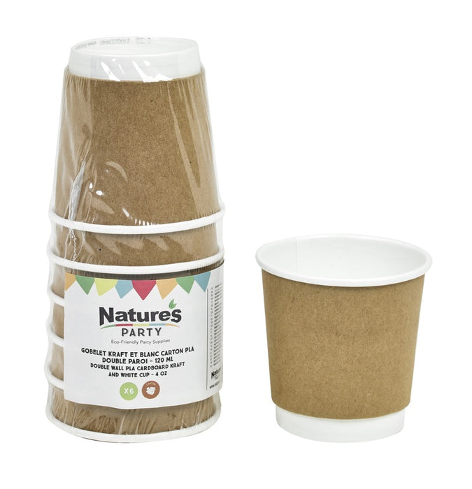 Gobelet carton laminé PLA double paroi kraft  H60mm 120ml - 300Pcs