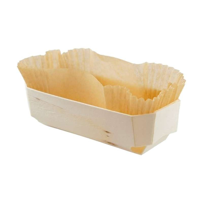 Moule en bois "Bake me" avec caissette papier brune 177x114mm H59mm 769ml - 96Pcs