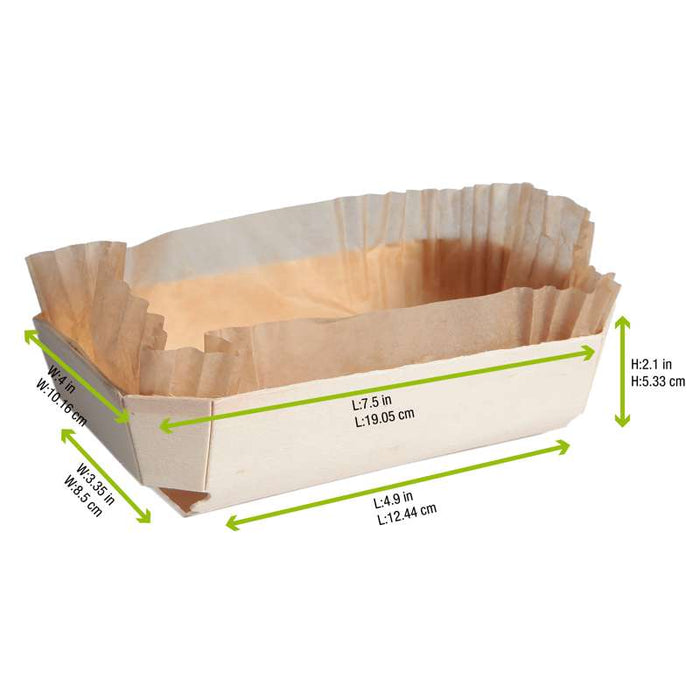 Moule en bois "Bake me" avec caissette papier brune 177x114mm H59mm 769ml - 96Pcs