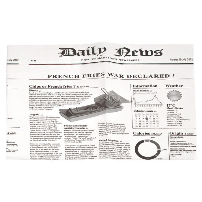 Pochette papier ingraissable blanche décor journal ouverte 2 côtés 130x130mm - 1000Pcs