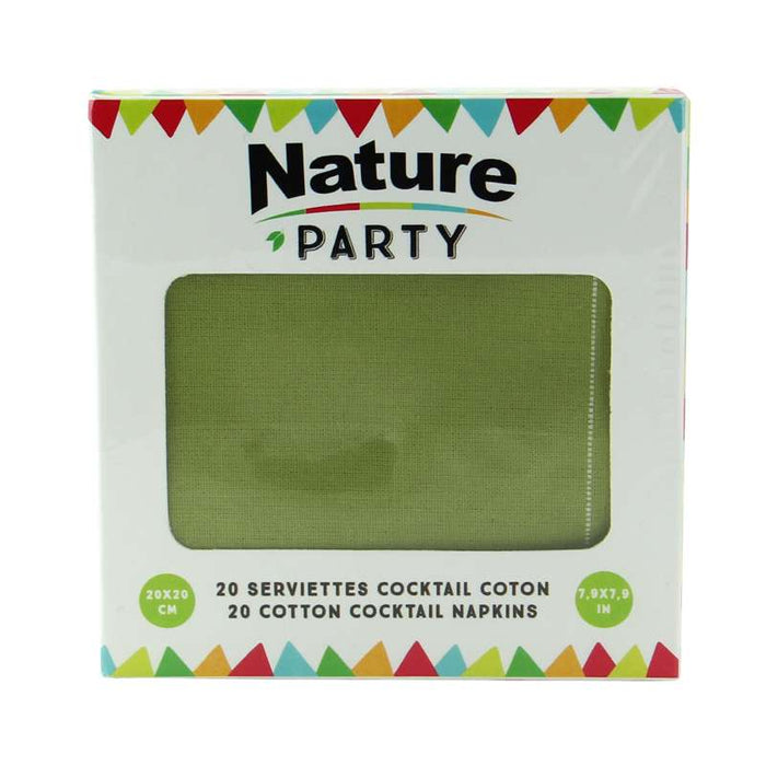 Serviette cocktail en coton verte 200x200mm - 200Pcs