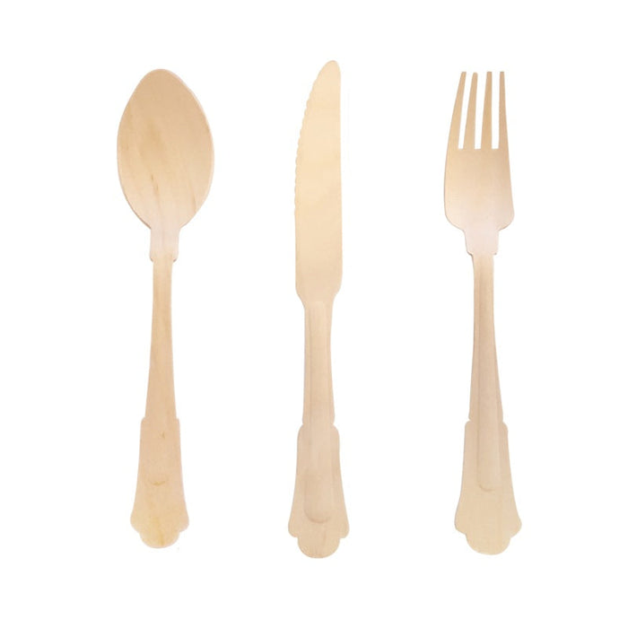 Kit cubiertos de madera barroco A195mm - 144Uds