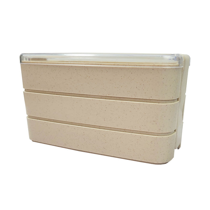 Boîte Bento 3 compartiments réemployable composite beige 185x80mm H103mm 900ml-20Pcs