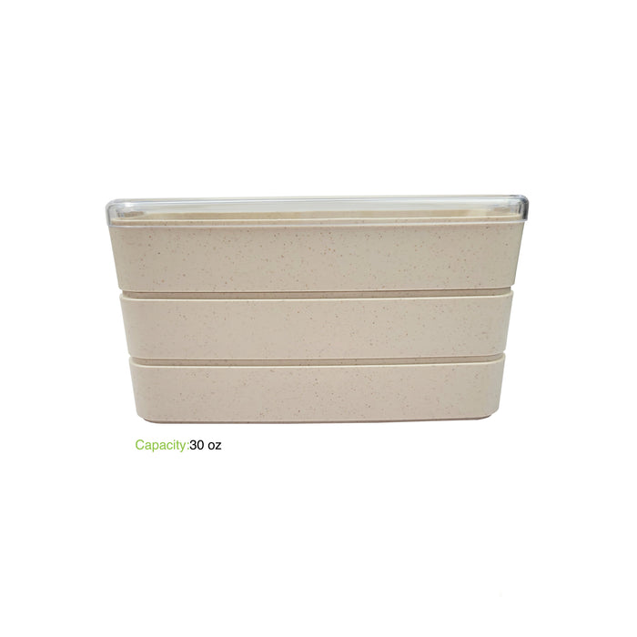 Boîte Bento 3 compartiments réemployable composite beige 185x80mm H103mm 900ml-20Pcs