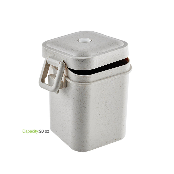 Pot à soupe réemployable en composite beige avec couvercle 105x90mm H125mm 600ml - 25Pcs