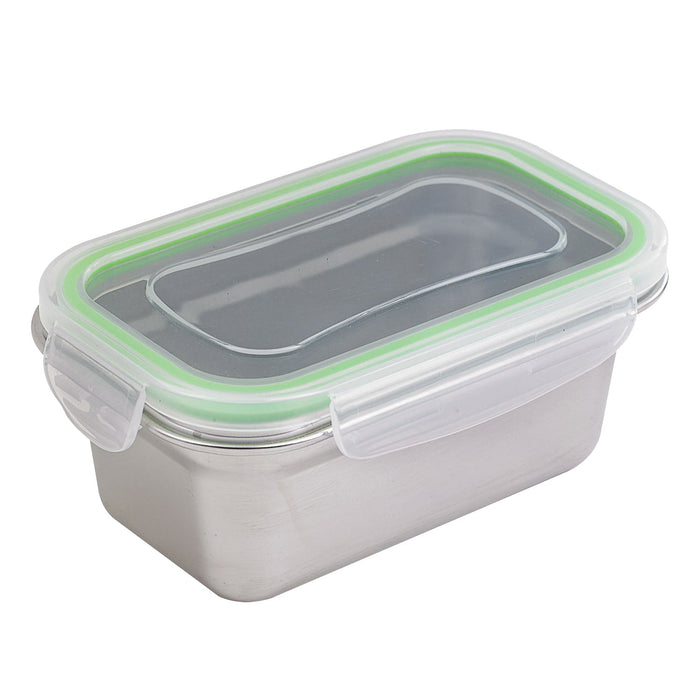 Boite repas rectangulaire NoxBox en inox avec couvercle en plastique PP  163x100mm H65mm 620ml-6Pcs