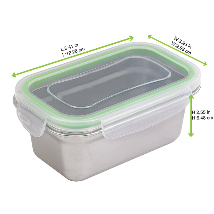 Boite repas rectangulaire NoxBox en inox avec couvercle en plastique PP  163x100mm H65mm 620ml-6Pcs