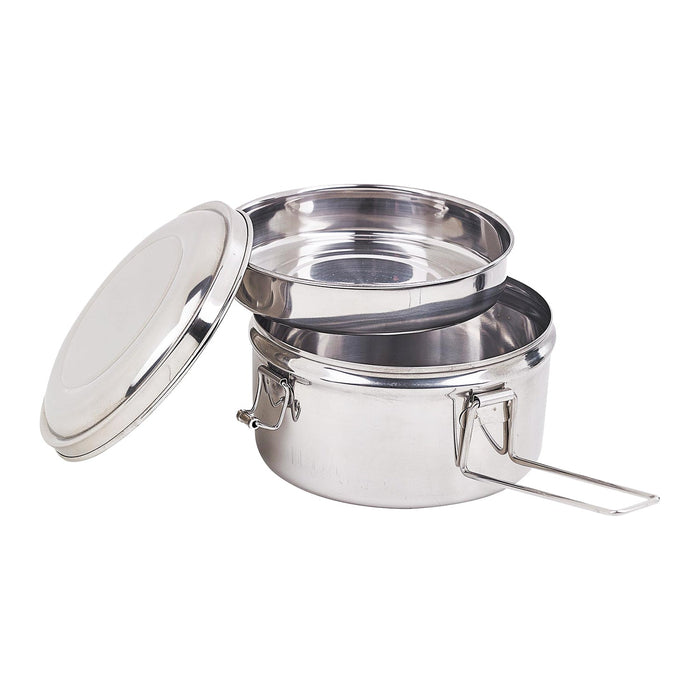 Boite ronde NoxBox en inox type bento avec couvercle   H76mm 900ml - 6Pcs