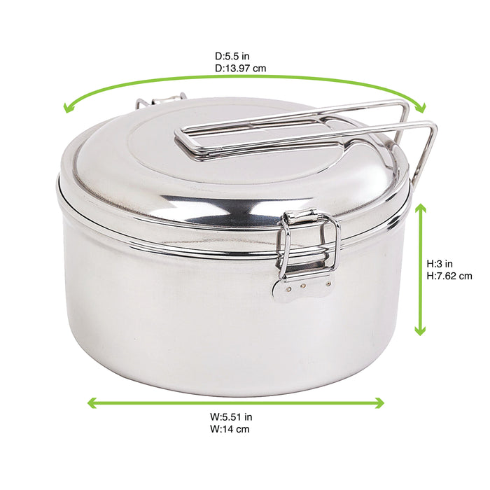 Boite ronde NoxBox en inox type bento avec couvercle   H76mm 900ml - 6Pcs