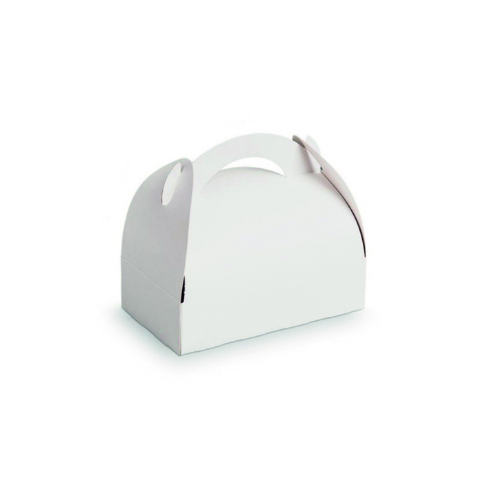 Caja pastelera de cartón blanca con asa 180x100mm A115mm - 50Uds