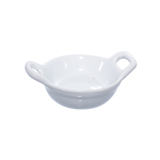 Mini plato de porcelana blanca con dos asas 85x60mm A30mm - 4Uds
