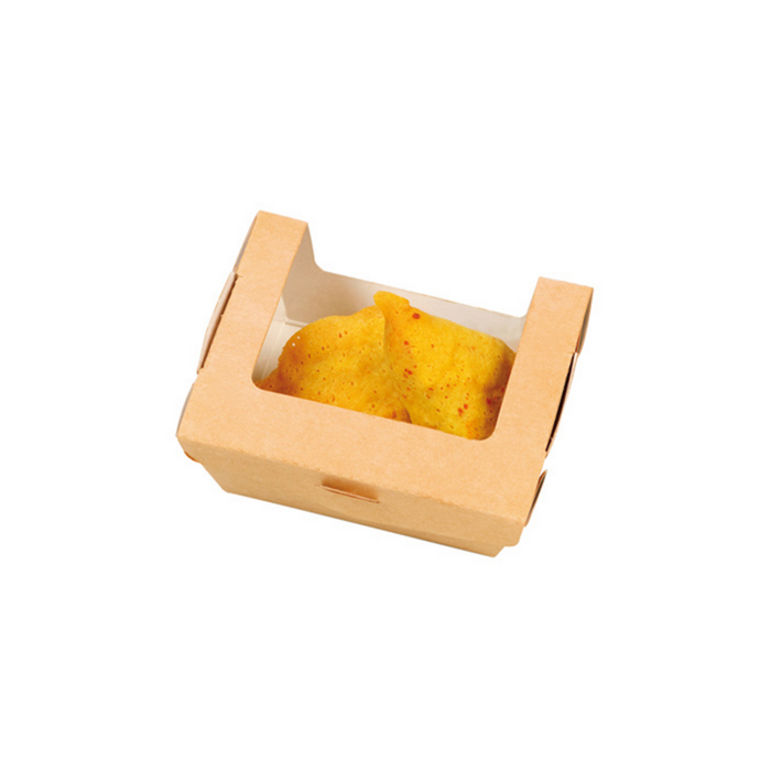 Boite salade carton kraft brun à fenêtre  100x80mm H40mm 250ml-250Pcs
