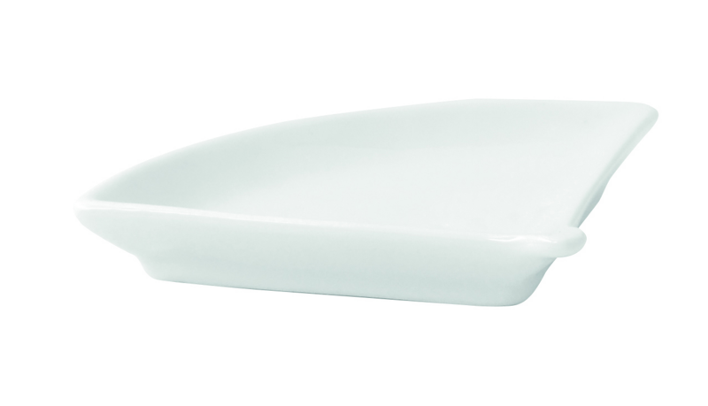 Mini plat éventail en porcelaine blanc  100x76mm H14mm-24Pcs