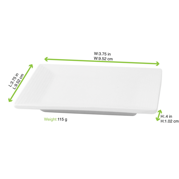 Mini plat carré en porcelaine blanc  101x101mm H23mm-24Pcs