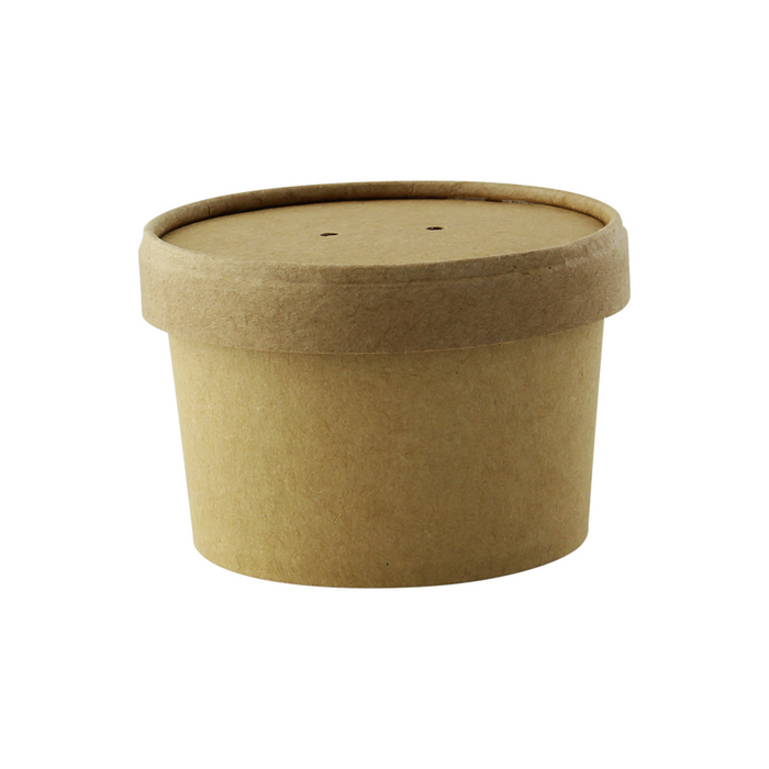Vaso sopa cartón kraft para caliente/frío con tapa 240ml A67mm - 25Uds