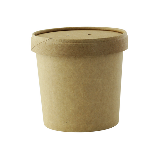 Vaso sopa cartón kraft para caliente/frío con tapa 350ml A85mm - 25Uds